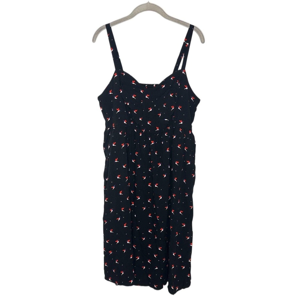 Torrid Womens Black Bird Origami Print Adjustable Straps Rayon Dress Sz 1 NWT